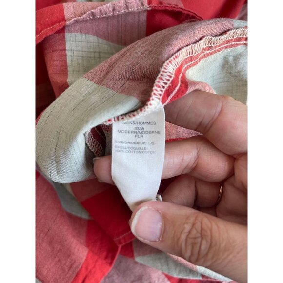 WOOLRICH Classic Men's Snap Front Plaid Shirt Size L Orange Tan Cream 100% Cotto - Picture 4 of 8